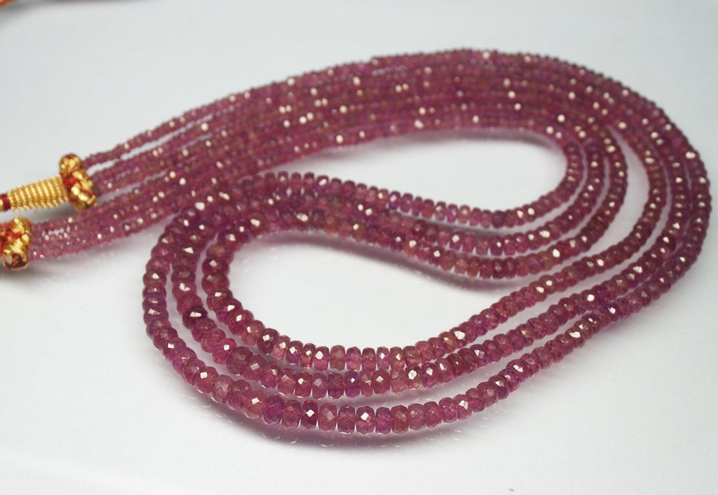 14 inch, 2.5-6mm, AAA Pink Sapphire Faceted Rondelle Shape Beads, Sapphire Beads - Jalvi & Co.