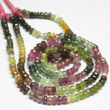 14 inch, 4-5mm, Multi Tourmaline Faceted Rondelle Beads Necklace, Tourmaline Beads