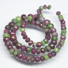 Load image into Gallery viewer, 14 inch, 4mm 7mm, Natural Ruby Zoisite Faceted Rondelle Shape Beads Strand, Ruby Zoisite Beads - Jalvi &amp; Co.