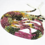 14 inch, 4mm, Multi Tourmaline Faceted Rondelle Beads Necklace, Tourmaline Beads