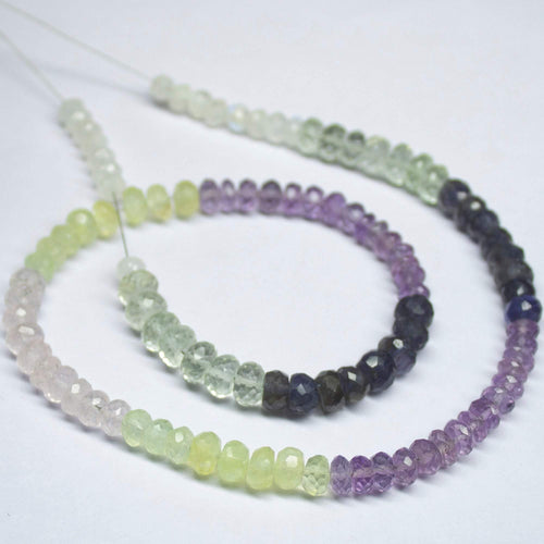 14 inch, 5-6mm, Multi Gemstone Faceted Rondelle Shape Beads, Gemstone Beads - Jalvi & Co.