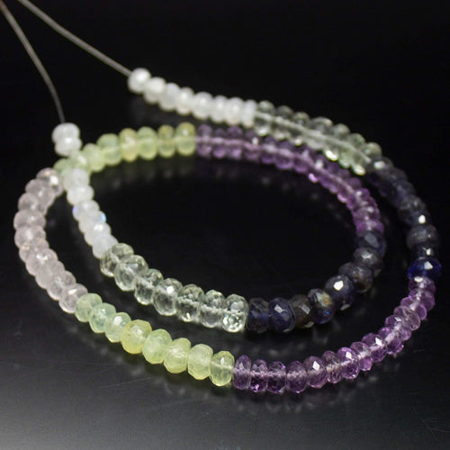 14 inch, 5-6mm, Multi Gemstone Faceted Rondelle Shape Beads, Gemstone Beads - Jalvi & Co.