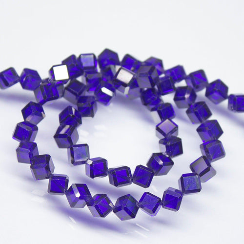 14 inch, 6mm, Natural Blue Zircon 3D Cube Square Briolette Shape Beads, Zircon Bead - Jalvi & Co.