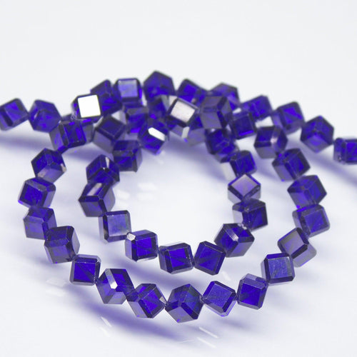 14 inch, 6mm, Natural Blue Zircon 3D Cube Square Briolette Shape Beads, Zircon Bead - Jalvi & Co.