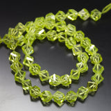 14 inch, 6mm, Natural Peridot Green Zircon 3D Cube Square Briolette Shape Beads, Zircon Bead