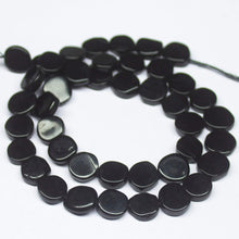 Load image into Gallery viewer, 14 inch, 7-8mm, Black Onyx Smooth Flat Round Coin Beads, Onyx Beads - Jalvi &amp; Co.