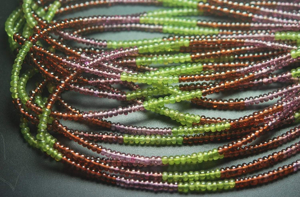 14 Inch Full Strand Multi Tundra Sapphire Smooth Rondelle Beads Size 3.5mm Approx. - Jalvi & Co.