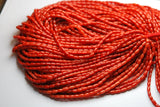 Natural Italian Coral Smooth Tube Shape Beads 13 inches 5mm 6mm