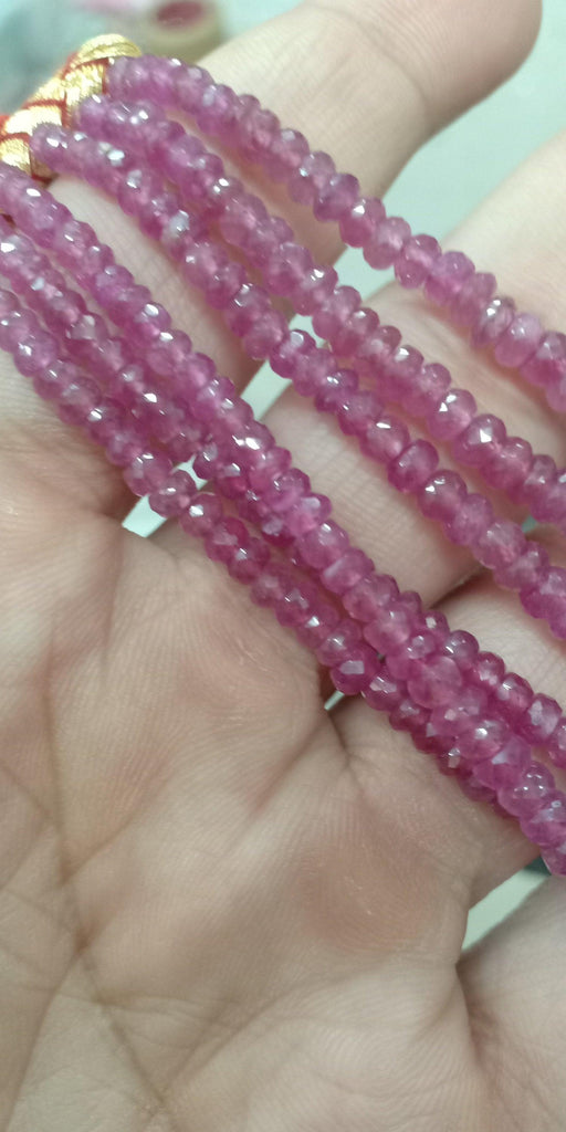 14 Inch Full Strand, Natural Pink Sapphire Faceted Rondelles Shape, 4-5mm - Jalvi & Co.