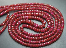 Load image into Gallery viewer, 14 Inch Full Strand,Superb-Finest Quality, Natural Dark Red Longido Ruby Faceted Rondelles 3- 4mm - Jalvi &amp; Co.