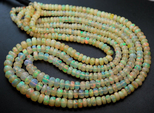 14 Inch Strand, 54 Carats,Ethiopian Opal Faceted Rondelles, 4-7mm Size - Jalvi & Co.