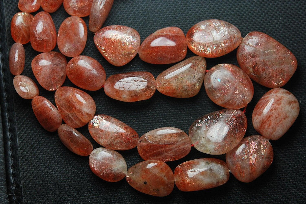 14 Inch Strand, Aaa Quality, African Sunstone Smooth Oval Naggets Shaped Briolettes, 10-12mm Long Size, - Jalvi & Co.