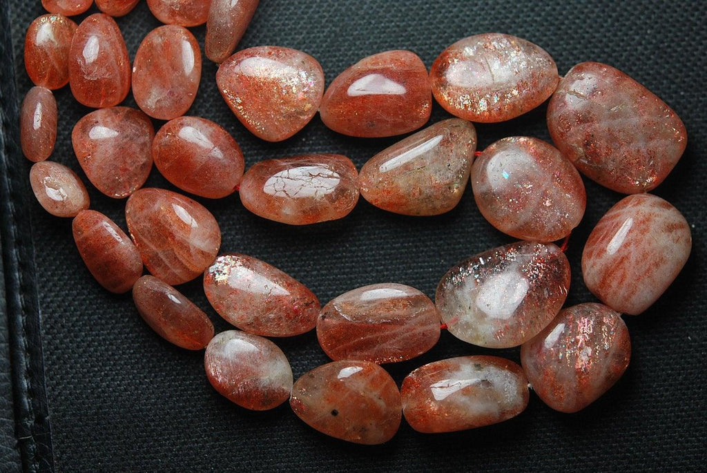 14 Inch Strand, Aaa Quality, African Sunstone Smooth Oval Naggets Shaped Briolettes, 10-12mm Long Size, - Jalvi & Co.