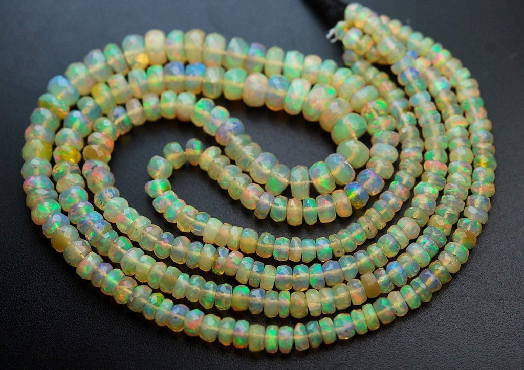 14 Inch Strand, Aaa Quality,Yellow Ethiopian Opal Faceted Rondelles, 3-4.5mm Size - Jalvi & Co.