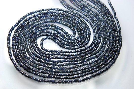 14 Inch Strand, Finest Quality, Natural Australian Sapphire Micro Faceted Rondelle Beads 2.75-3mm Approx. - Jalvi & Co.