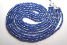 Load image into Gallery viewer, 14 Inch Strand, Finest Quality, Natural Burmese Blue Sapphire Smooth Rondelles Beads 3-5mm Aprx - Jalvi &amp; Co.