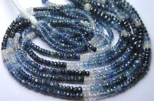Load image into Gallery viewer, 14 Inch Strand, Finest Quality, Natural Shaded Blue Sapphire Micro Faceted Rondelles Beads 3-3.5mm Aprx - Jalvi &amp; Co.