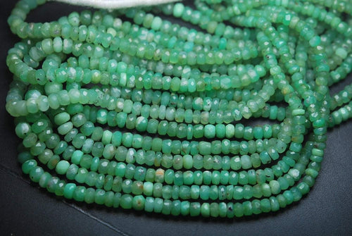 14 Inch Strand, Natural Chrysoprase Faceted Rondells Size 3.5-5mm, - Jalvi & Co.