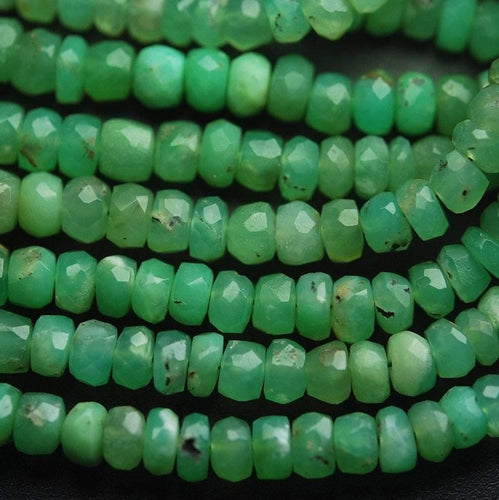 14 Inch Strand, Natural Chrysoprase Faceted Rondells Size 3.5-5mm, - Jalvi & Co.