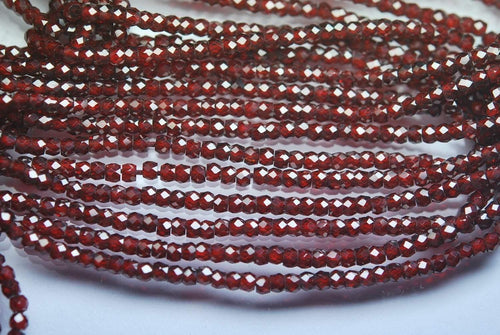 14 Inch Strand Of Machine Cut Quality Mozambique Garnet Color Zircon Micro Faceted Roundels, Size 2.5mm - Jalvi & Co.