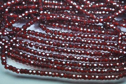 14 Inch Strand Of Machine Cut Quality Mozambique Garnet Color Zircon Micro Faceted Roundels, Size 2.5mm - Jalvi & Co.