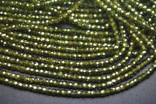 14 Inch Strand Of Machine Cut Quality Vessonie Color Zircon Micro Faceted Rondells, Size 3mm - Jalvi & Co.