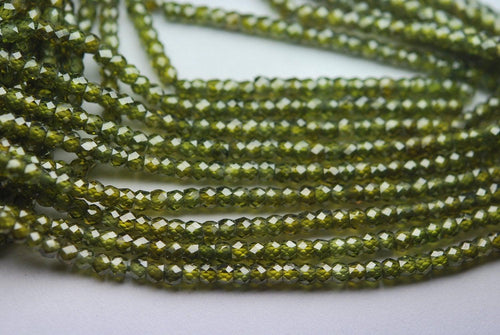 14 Inch Strand Of Machine Cut Quality Vessonie Color Zircon Micro Faceted Rondells, Size 3mm - Jalvi & Co.