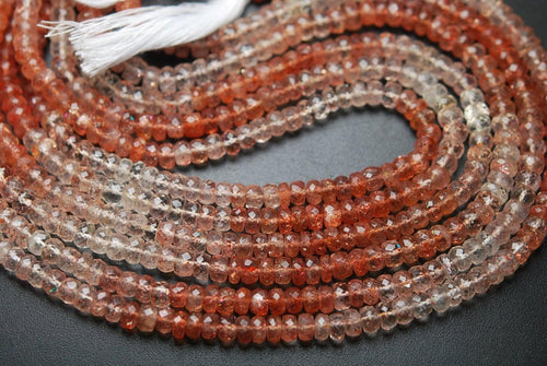 14 Inch Strand Rare Quality African Sunstone Faceted Rondelle, 5-5.5mm Size, - Jalvi & Co.