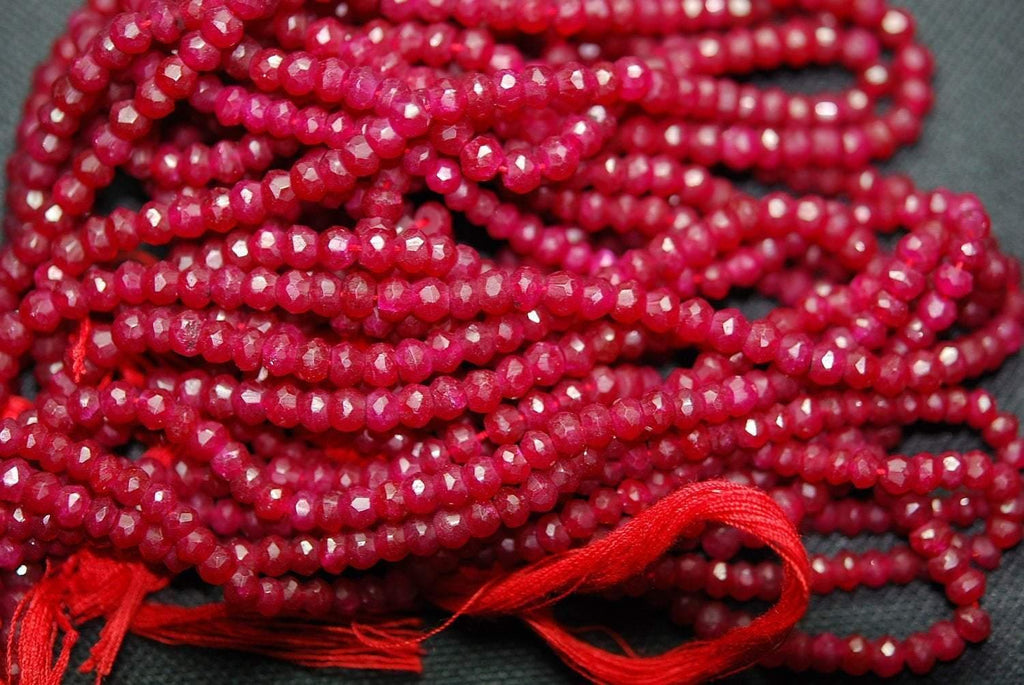 14 Inch Strand Red Ruby Quartz Faceted Rondelles Size 3.5mm,Super Finest Quality - Jalvi & Co.