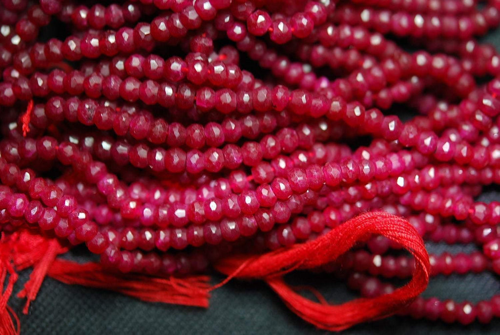 14 Inch Strand Red Ruby Quartz Faceted Rondelles Size 3.5mm,Super Finest Quality - Jalvi & Co.