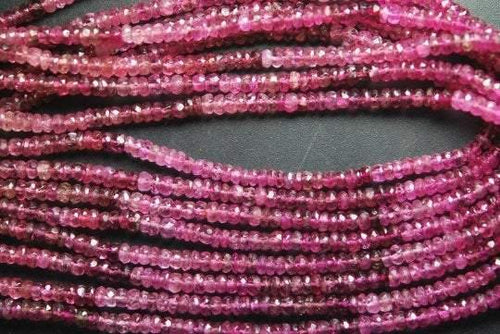 14 Inch Strand Shaded Pink Tourmaline Faceted Rondelles 2.5-3mm Size - Jalvi & Co.
