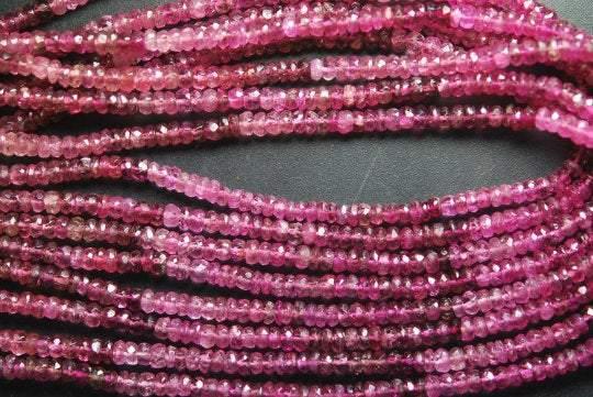 14 Inch Strand Shaded Pink Tourmaline Faceted Rondelles 2.5-3mm Size - Jalvi & Co.