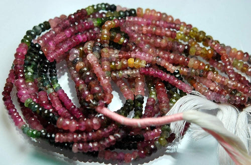 14 Inch Strand-Super-Finest-Multi Tourmaline Faceted Rondelled Size, 5-6.5mm - Jalvi & Co.