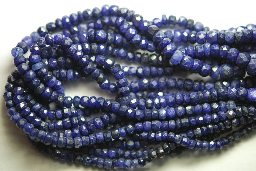 14 Inch Strand,Dyed Natural Blue Sapphire Faceted Rondelles Shape, 3-3.5mm Size, - Jalvi & Co.