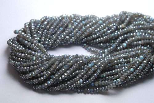 14 Inch Strand,Mystic Labradorite Micro Faceted Rondelles, Size 3-3.5mm - Jalvi & Co.