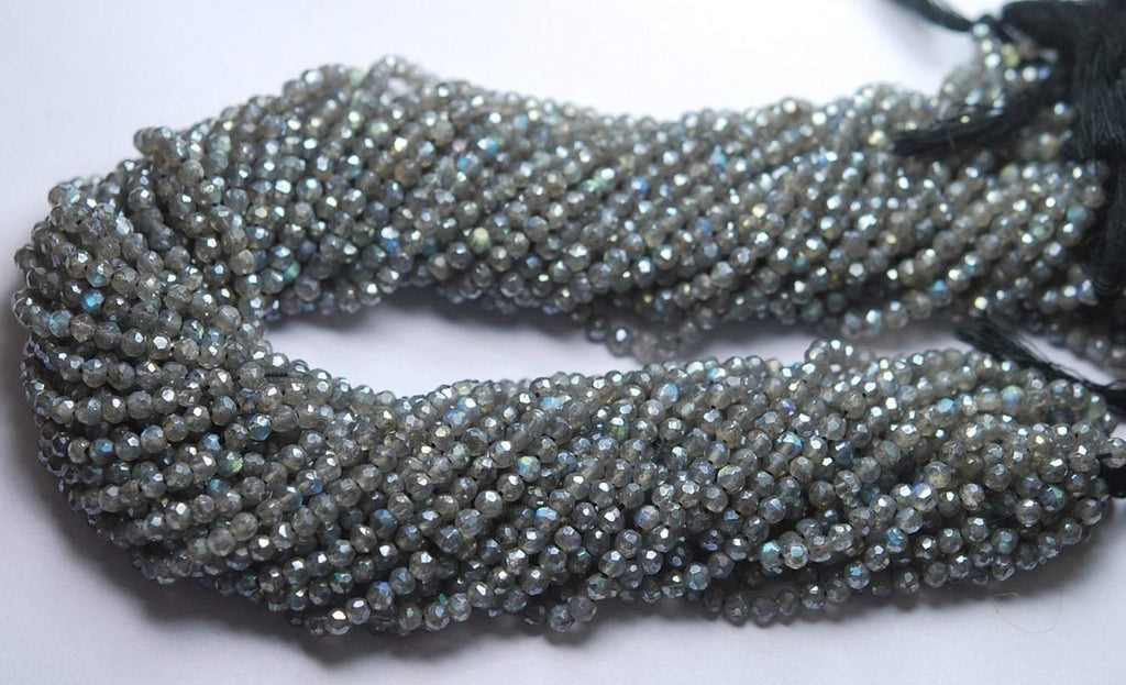 14 Inch Strand,Mystic Labradorite Micro Faceted Rondelles, Size 3-3.5mm - Jalvi & Co.