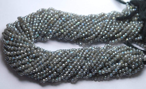 14 Inch Strand,Mystic Labradorite Micro Faceted Rondelles, Size 3-3.5mm - Jalvi & Co.