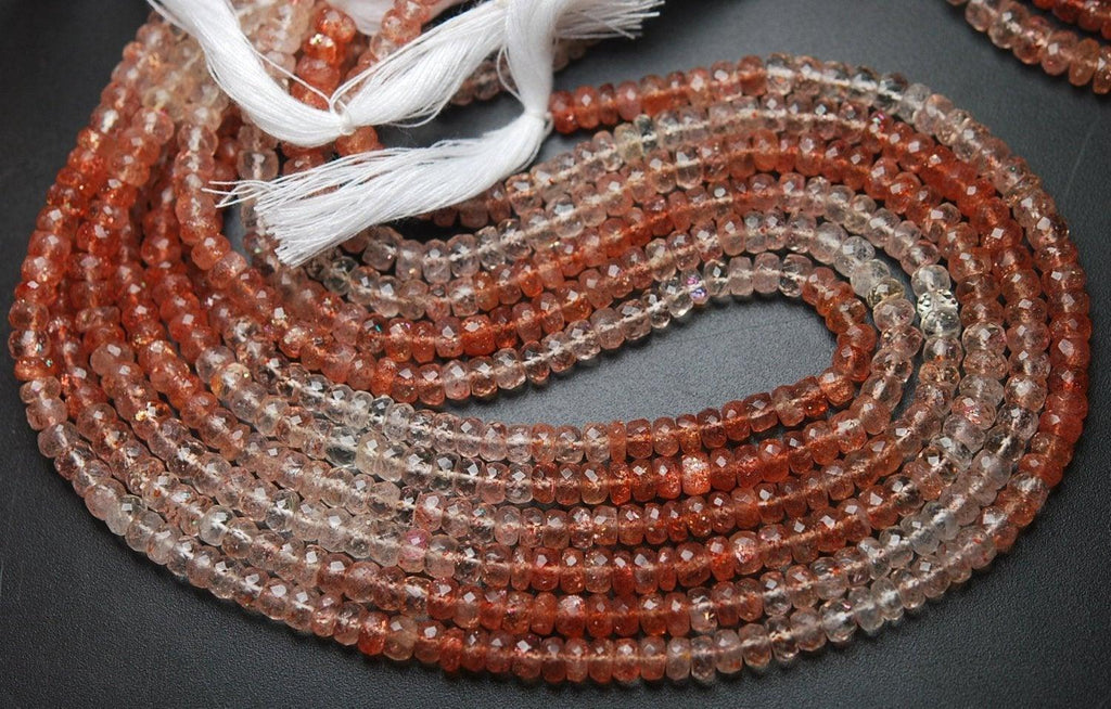 14 Inch Strand,Rare Quality,African Sunstone Faceted Rondelles, 5-5.5mm Size, - Jalvi & Co.
