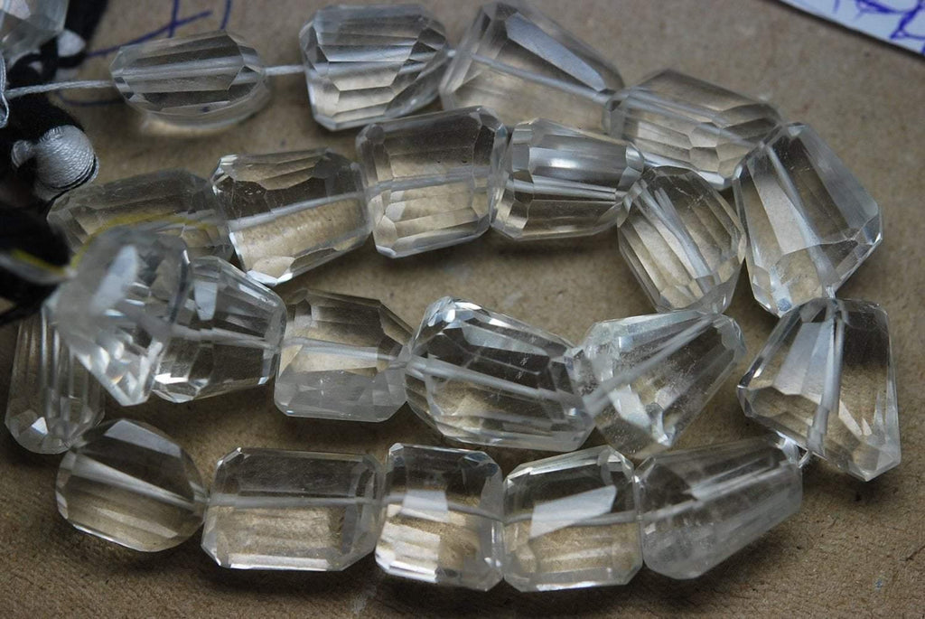 14 Inch Strand,Rock Crystal Quartz Faceted Step Cut Nuggets Shape, 10-15mm Long - Jalvi & Co.