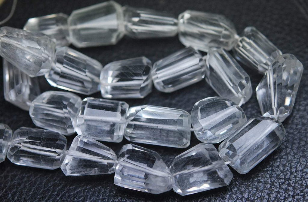 14 Inch Strand,Rock Crystal Quartz Faceted Step Cut Nuggets Shape, 10-15mm Long - Jalvi & Co.