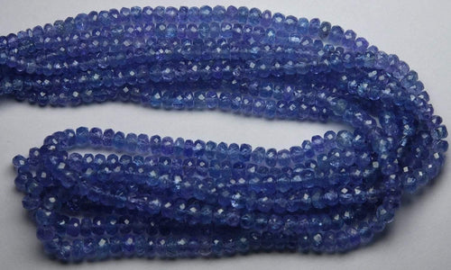 14 Inch Strand,Super Finest, Super Rare,Tanzanite Micro Faceted Rondells, 3.5-4mm Size, - Jalvi & Co.