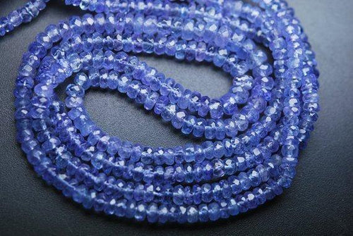 14 Inch Strand,Super Finest, Super Rare,Tanzanite Micro Faceted Rondells, 4-5mm Size, - Jalvi & Co.