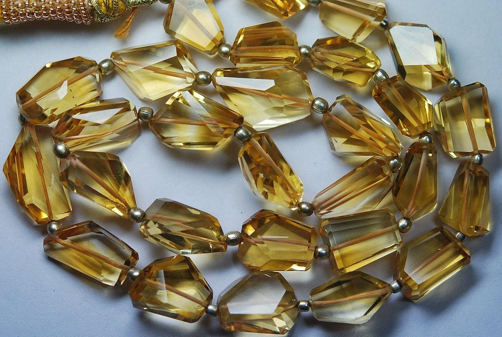 14 Inch Strand,Superb-Finest Quality Golden Citrine Step Cut Faceted Nuggets, 10-12mm Size,Great Item - Jalvi & Co.