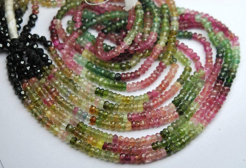 14 Inch-Super-Finest-Multi Tourmaline Faceted Rondelles 3-3.5mm Full 14 Inch Strand,Super Finest Quality - Jalvi & Co.