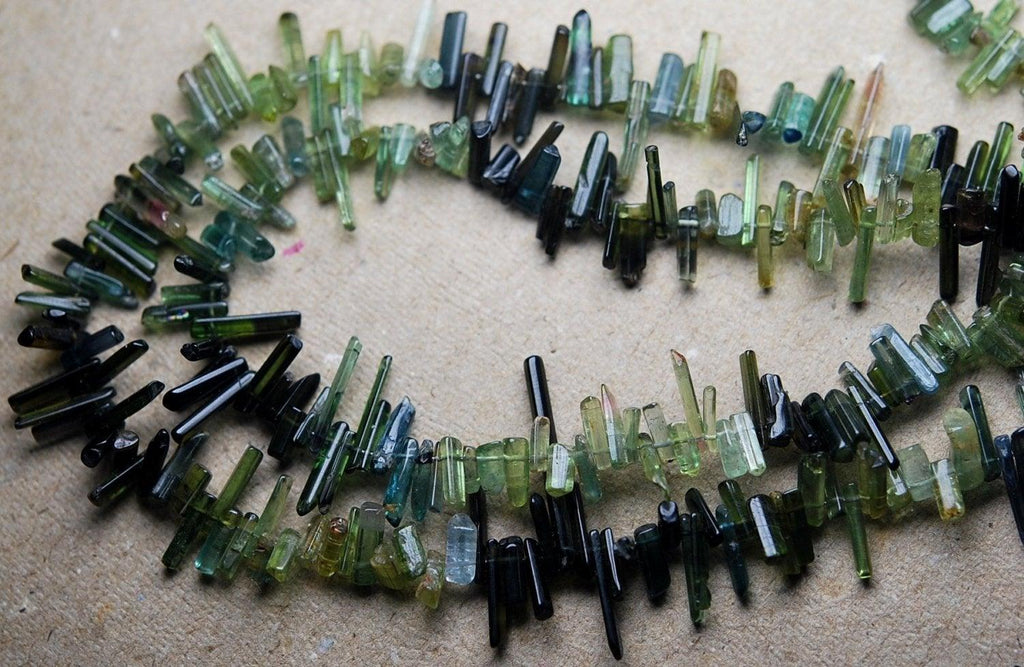 14 Inch-Super-Finest- Multi Tourmaline Sticks, Large Size, 6-12mm Full 14 Inch Strand,Super Finest Quality - Jalvi & Co.