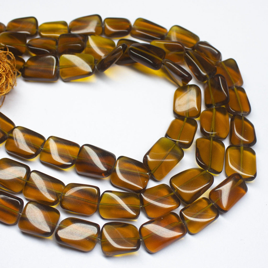 14 inches, 12-14mm, Golden Citrine Quartz Smooth Plain Twisted Rectangle Beads - Jalvi & Co.