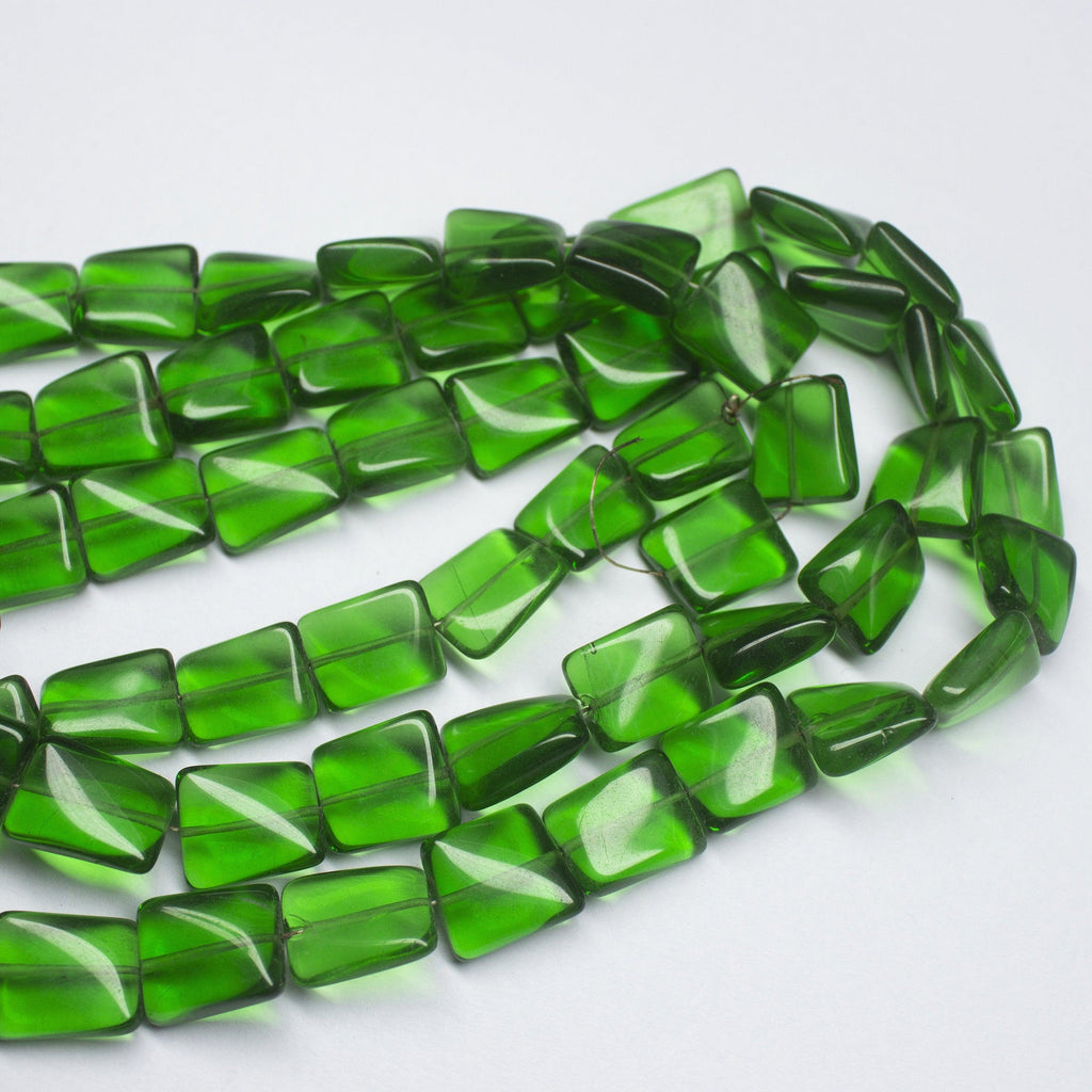 14 inches, 12-14mm, Green Quartz Smooth Plain Twisted Rectangle Beads - Jalvi & Co.