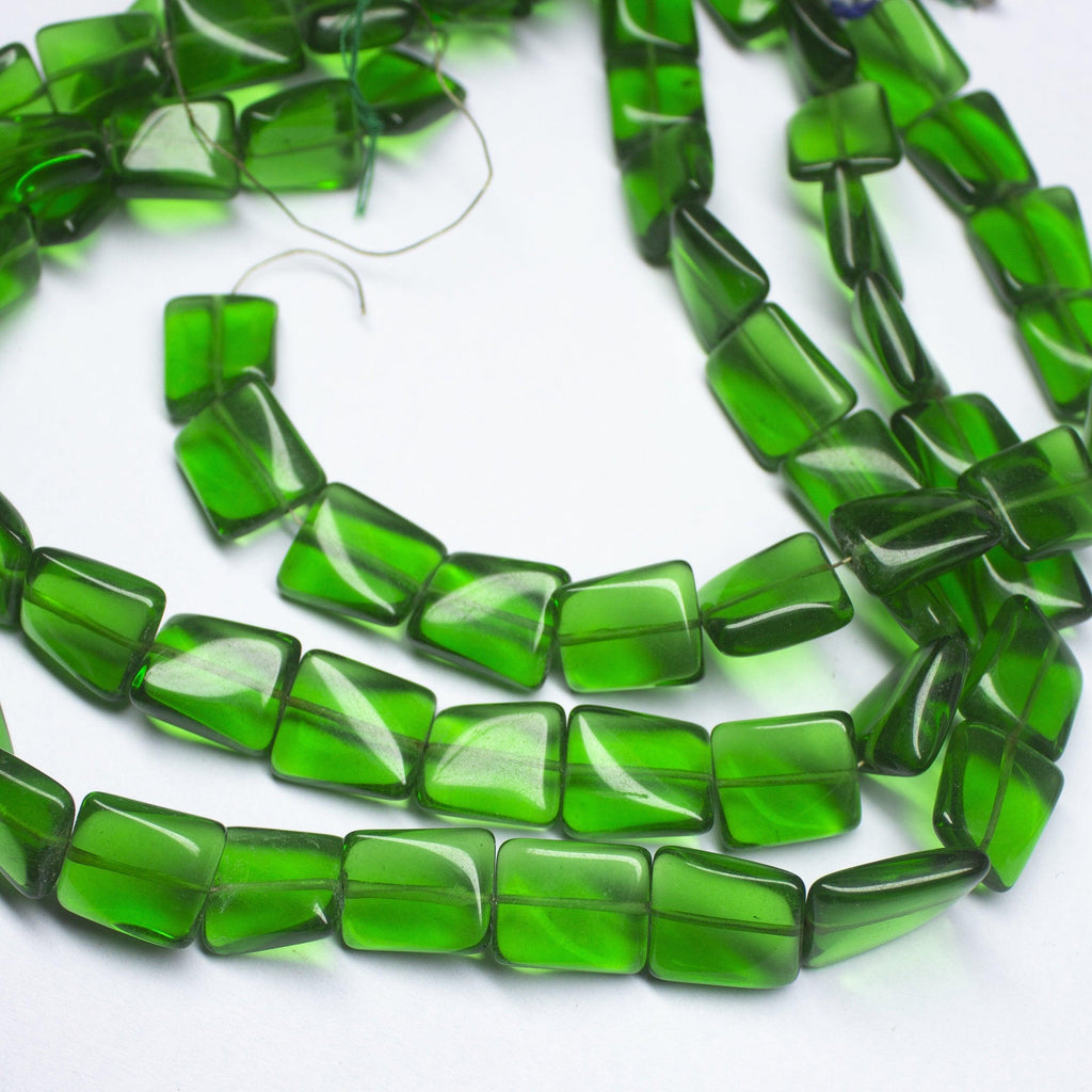 14 inches, 12-14mm, Green Quartz Smooth Plain Twisted Rectangle Beads - Jalvi & Co.