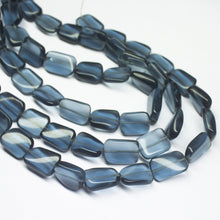 Load image into Gallery viewer, 14 inches, 12-14mm, London Blue Quartz Smooth Plain Twisted Rectangle Beads - Jalvi &amp; Co.