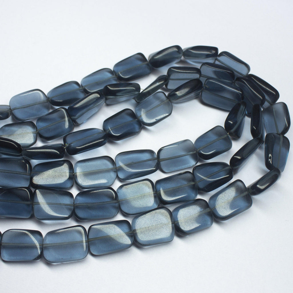 14 inches, 12-14mm, London Blue Quartz Smooth Plain Twisted Rectangle Beads - Jalvi & Co.